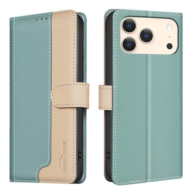 For iPhone 17 Pro Color Matching RFID Anti-theft Leather Phone Case(Green) - Immagine 1