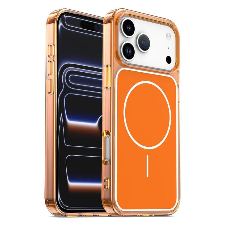For iPhone 17 Pro Color Shield PC Hybrid TPU Magnetic Phone Case(Transparent Orange) - Immagine 1