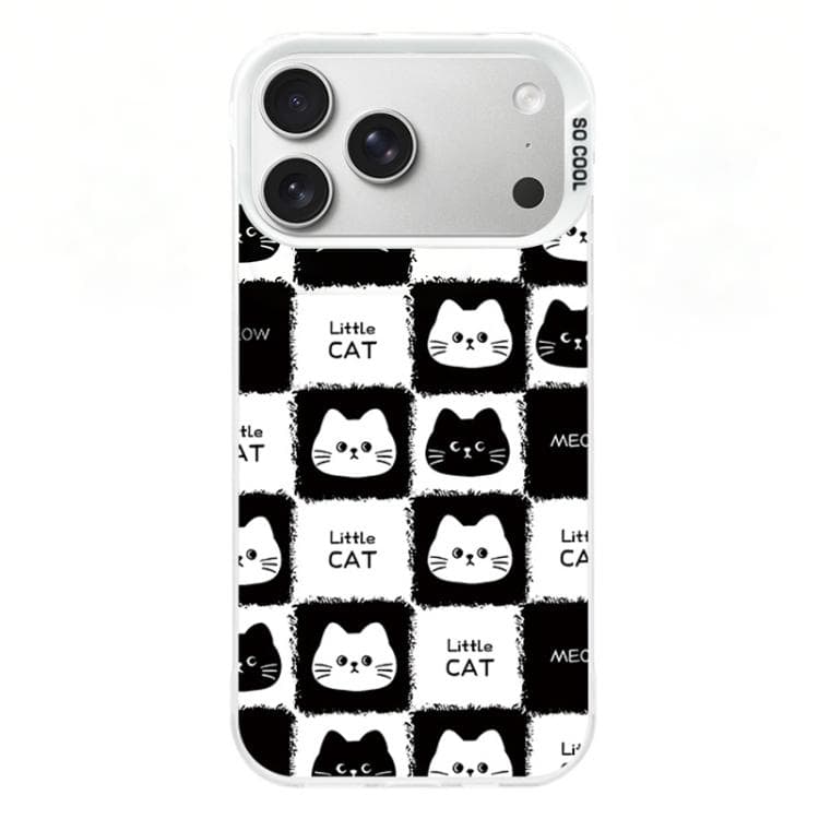 For iPhone 17 Pro Colorful Silver Plated IMD Pattern PC Hybrid TPU Phone Case(White Full Screen Cats) - Immagine 1