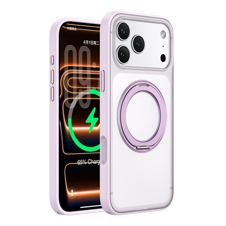 For iPhone 17 Pro Colorful Skin-Friendly Magnetic Rotating Holder Phone Case(Purple) - Immagine 1