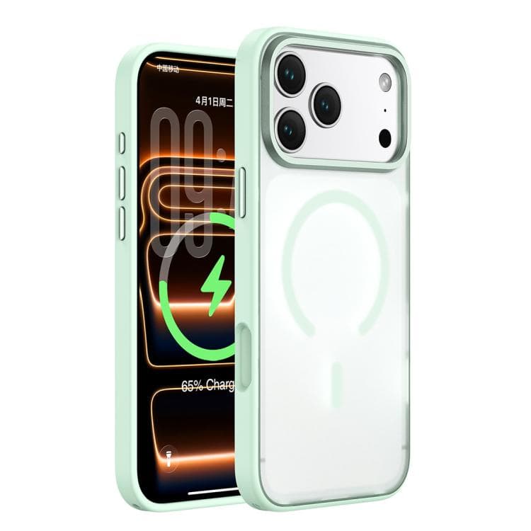 For iPhone 17 Pro Colorful Skin-Friendly Metal Lens Frame Magnetic Phone Case(Green) - Immagine 1