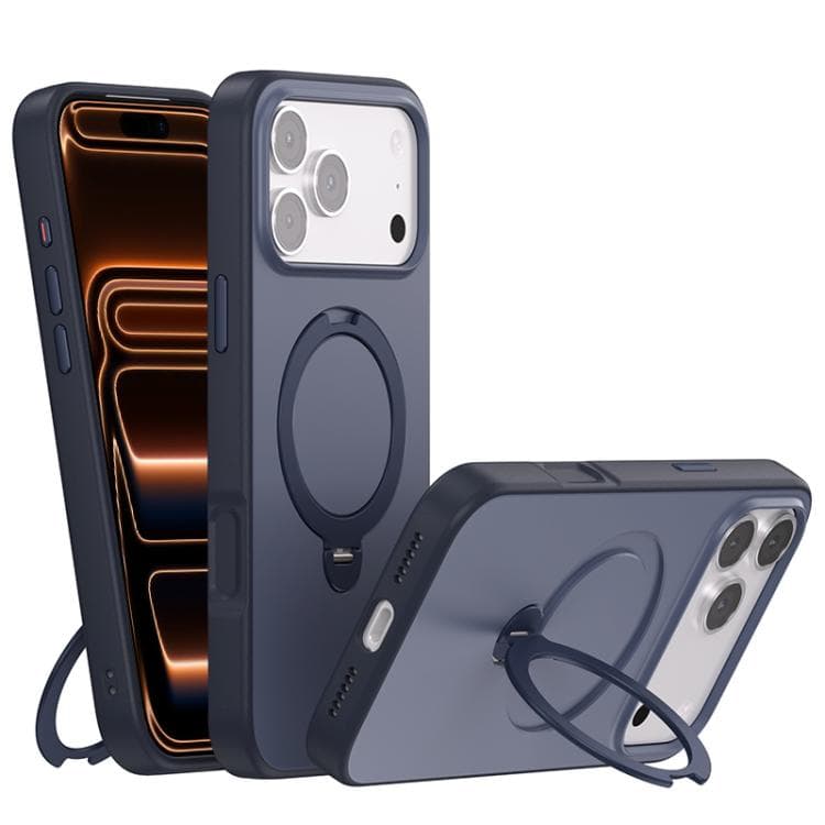 For iPhone 17 Pro Contrast Color Rotation Holder Magsafe Phone Case(Blue) - Immagine 1