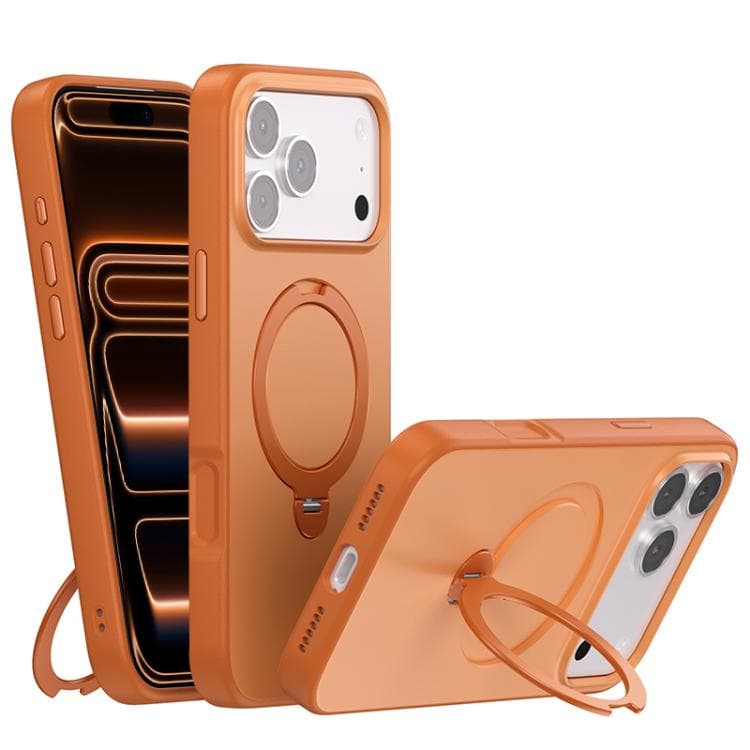 For iPhone 17 Pro Contrast Color Rotation Holder Magsafe Phone Case(Orange) - Immagine 1