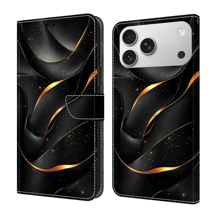 Fondina per iPhone 17 Pro in similpelle verniciata effetto cristallo (Nastro dorato) - Immagine 1