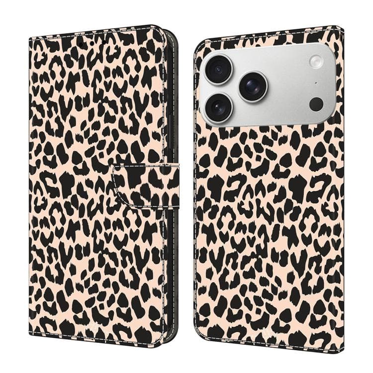For iPhone 17 Pro Crystal-Like Painted Vegan Leather Phone Case(Leopard Print) - Immagine 1