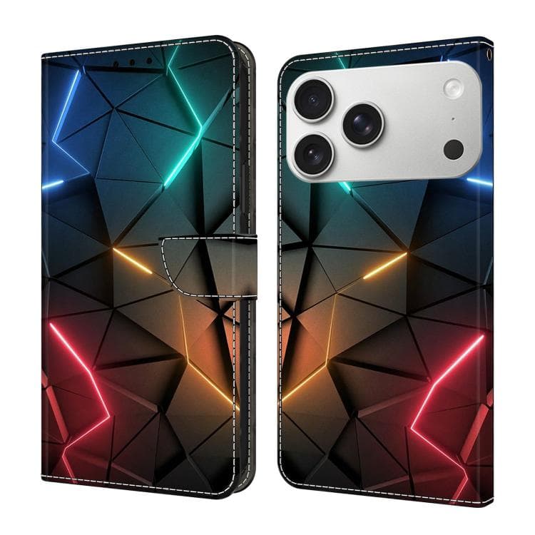 Custodia in pelle vegana dipinta con effetto cristallo per iPhone 17 Pro (Light Rift) - Immagine 1