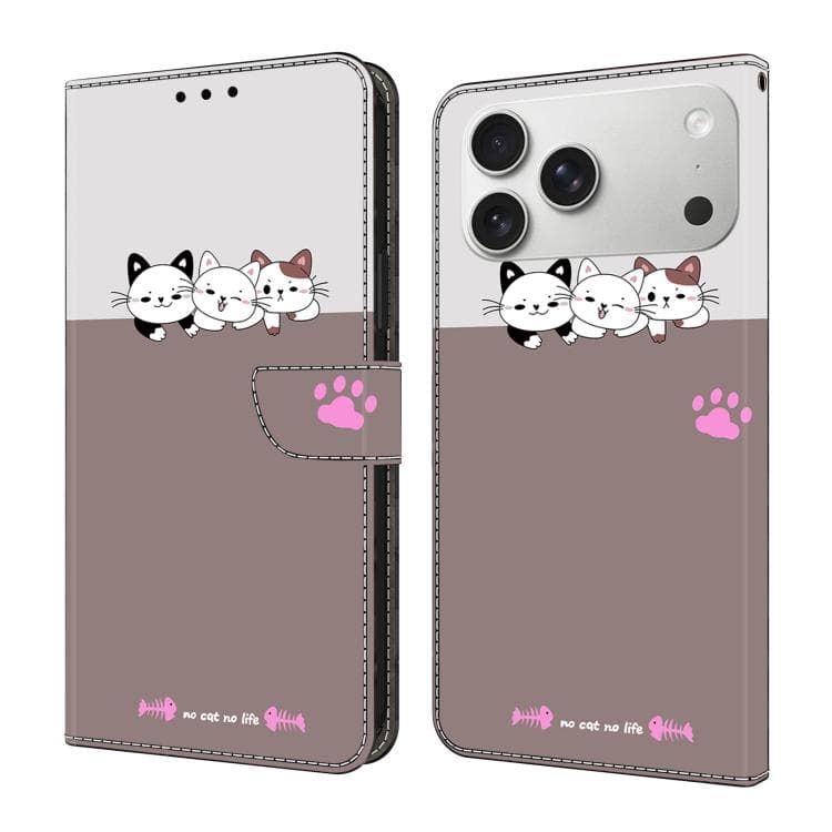 Fondina per iPhone 17 Pro in similpelle verniciata effetto cristallo (Tre gatti) - Immagine 1