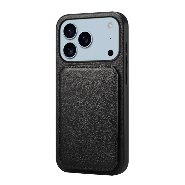 For iPhone 17 Pro D04 Calf Texture Dual Card Slot Holder Phone Case(Black) - Immagine 1