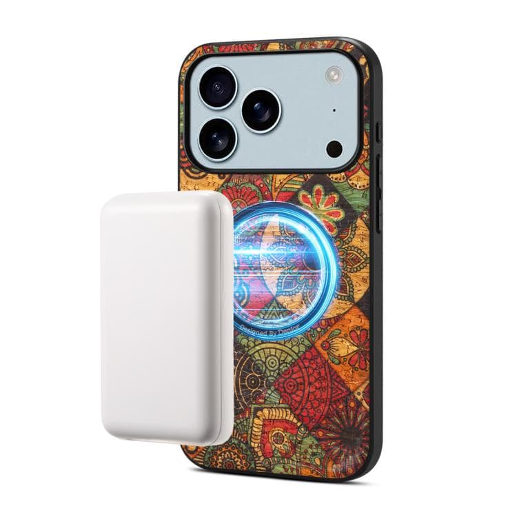 Per iPhone 17 Pro Denior A07 Serie Linguaggio dei Fiori Custodia in Pelle Vegana Magnetica (Gialla) - Immagine 1