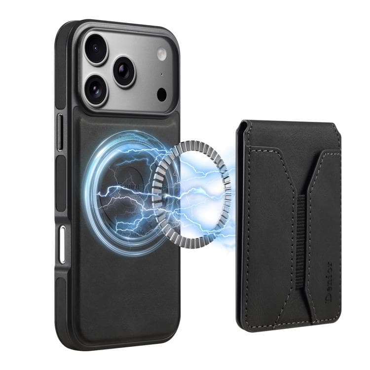 For iPhone 17 Pro Denior D17 Skin Feel MagSafe Detachable Card Slot Phone Case(Black) - Immagine 1