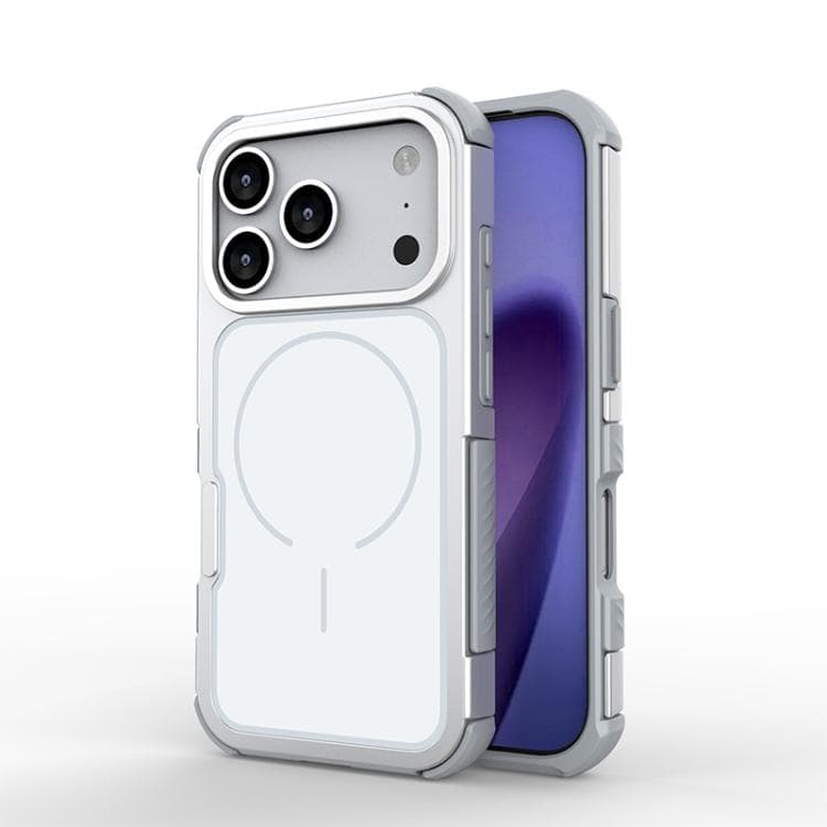 For iPhone 17 Pro Detachable Back Panel Aluminum Alloy Frame Shockproof Magnetic Phone Case(White) - Immagine 1