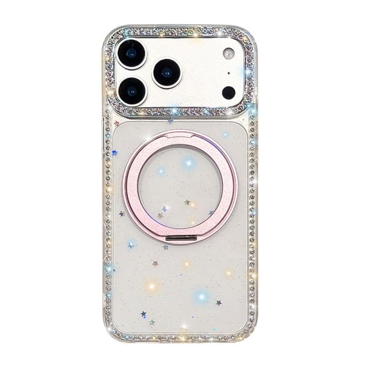 For iPhone 17 Pro Diamond IMD 360 Rotation Magnetic Metal Holder Phone Case(Glitter Stars) - Immagine 1