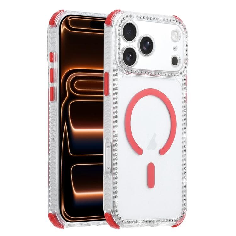For iPhone 17 Pro Dream Diamond 2 in 1 Shockproof Magnetic Phone Case(Red) - Immagine 1