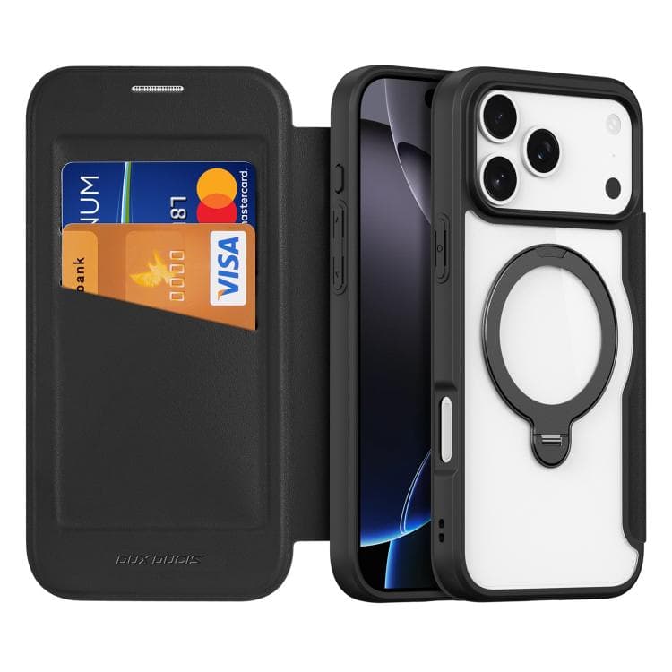 For iPhone 17 Pro DUX DUCIS Skin X Pro Series MagSafe Ring Holder Leather Phone Case(Black) - Immagine 1