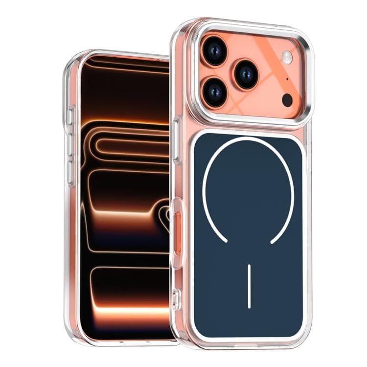 For iPhone 17 Pro Electroplated Dual Color PC Hybrid TPU Soft Frame MagSafe Phone Case(Blue) - Immagine 1