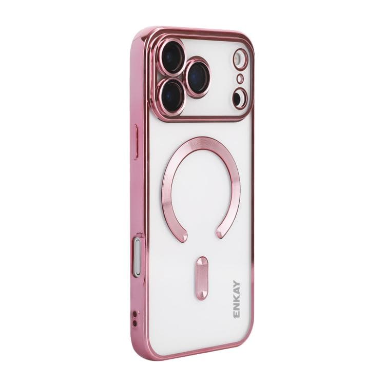 For iPhone 17 Pro ENKAY Hat-Prince Magsafe Electroplated TPU Clear Shockproof Phone Case(Pink) - Immagine 1