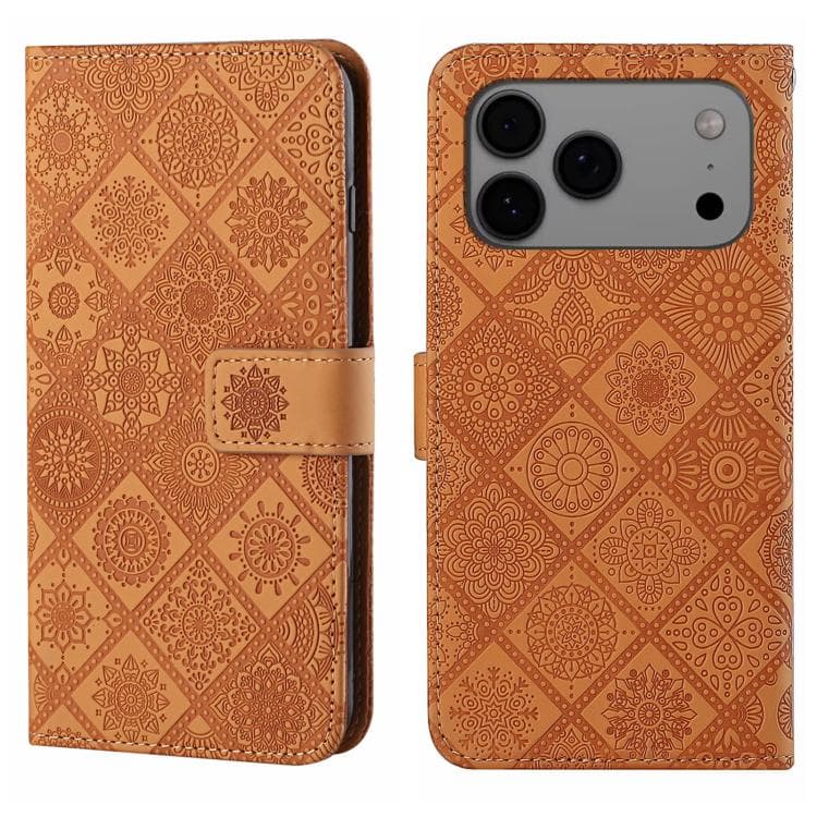For iPhone 17 Pro Ethnic Style Embossed Pattern Leather Phone Case(Brown) - Immagine 1