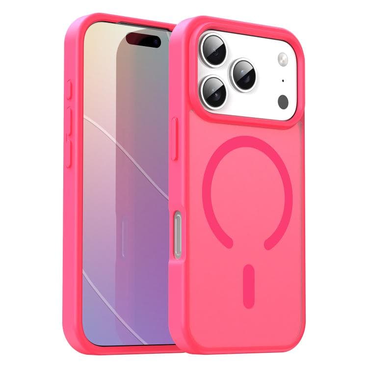 For iPhone 17 Pro Fanying Series PC Hybrid TPU Translucent Frosted MagSafe Phone Case(Rose Red) - Immagine 1