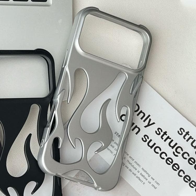 For iPhone 17 Pro Flame Hollow Cooling Spray Coated Frosted TPU Phone Case(Silver) - Immagine 1