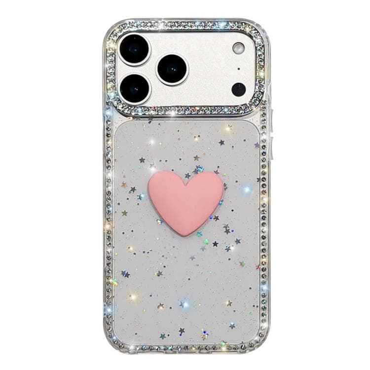 For iPhone 17 Pro Flash Rhinestone Double-sided IMD Love Heart Phone Case(Glitter Stars) - Immagine 1