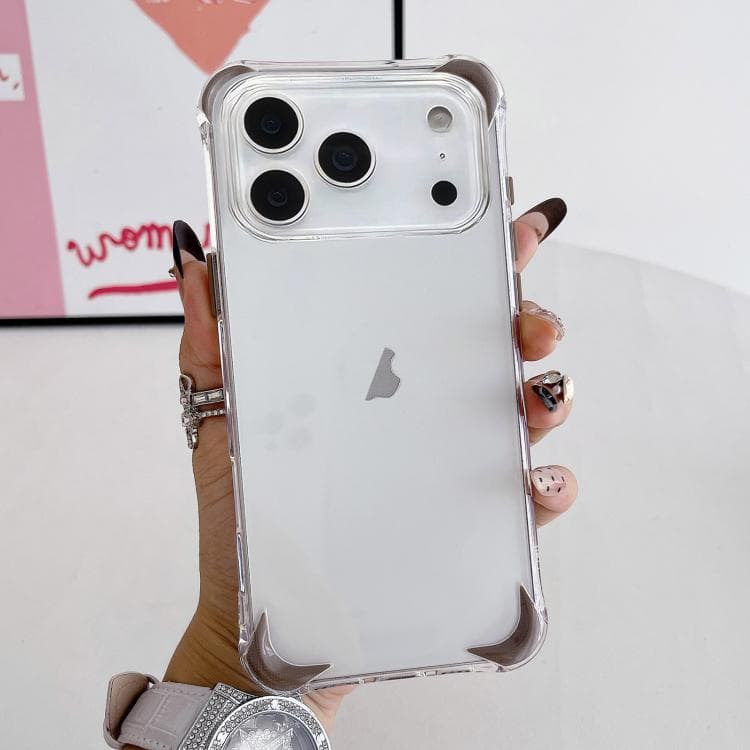 For iPhone 17 Pro Four Corner Airbags Shockproof Color Contrast Soft TPU Phone Case(Brown) - Immagine 1