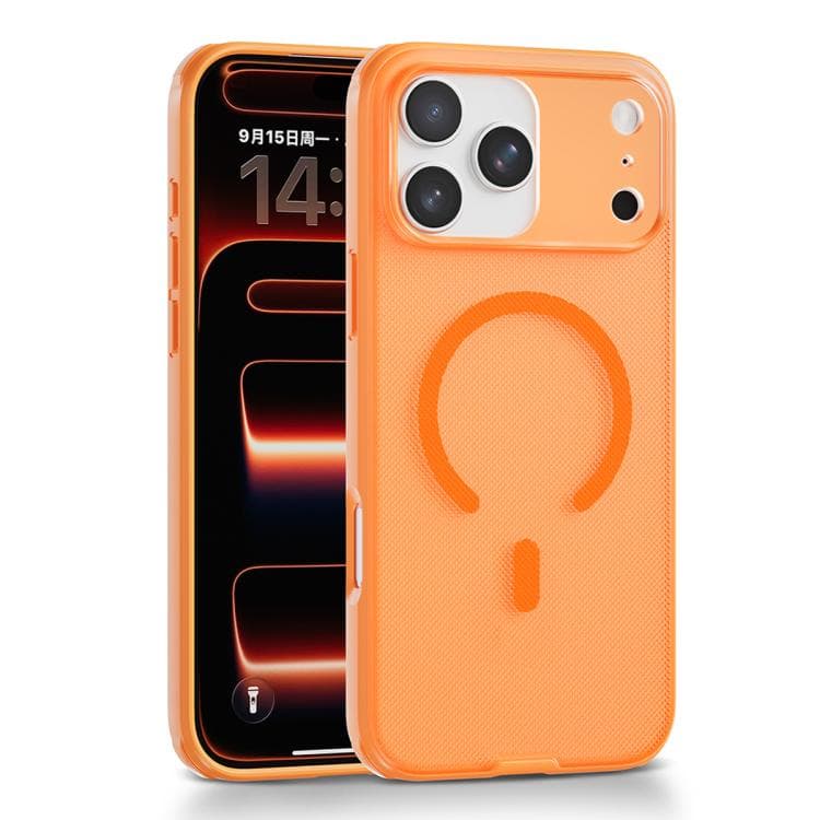 For iPhone 17 Pro Frosted Dot Texture Magnetic Phone Case(Orange) - Immagine 1