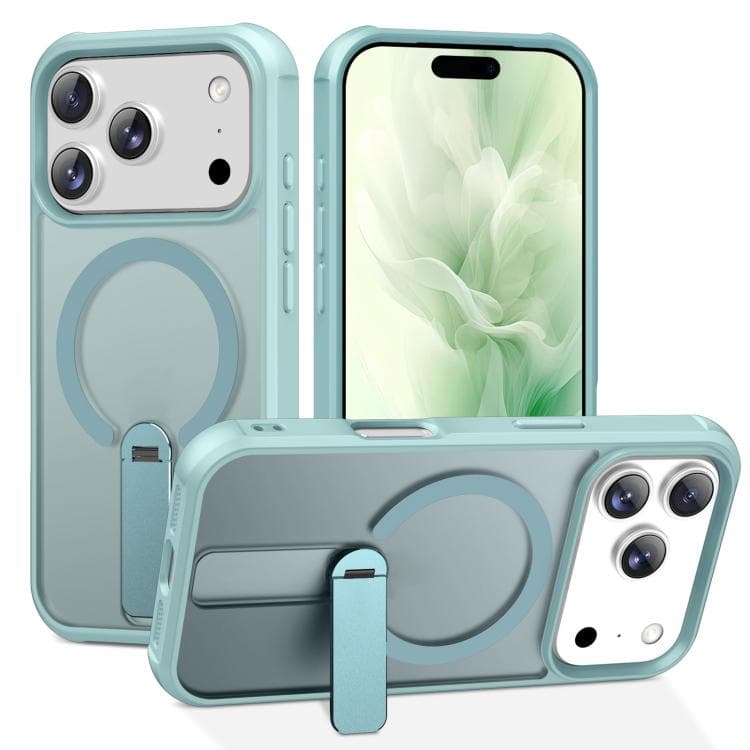 For iPhone 17 Pro Fulcrum Standing Bracket MagSafe Phone Case(Lake Blue) - Immagine 1