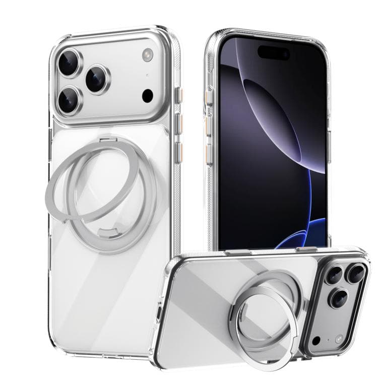 For iPhone 17 Pro Gear 360 Rotation MagSafe Holder Phone Case(Transparent) - Immagine 1