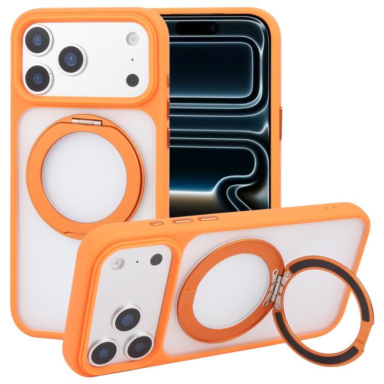 For iPhone 17 Pro GEBEI Jazz Series 360 Degree Rotation Holder Skin Feel Frosted MagSafe Phone Case(Orange) - Immagine 1