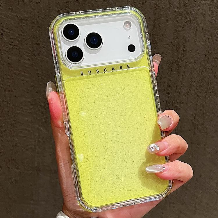 For iPhone 17 Pro Glitter Powder 3-in-1 TPU + PC Phone Case(Yellow) - Immagine 1