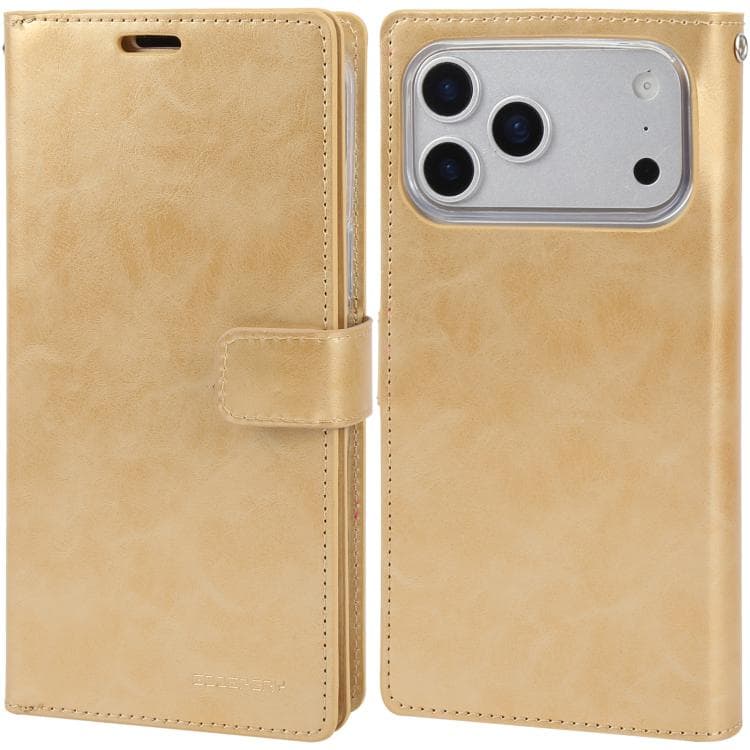 For iPhone 17 Pro GOOSPERY MANSOOR DIARY 9 Card Slots Leather Phone Case(Gold) - Immagine 1