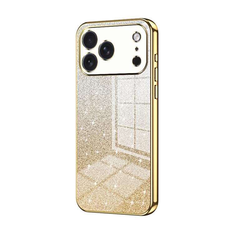 Custodia per iPhone 17 Pro con polvere glitterata elettroplaccata e gradiente (Oro) - Immagine 1