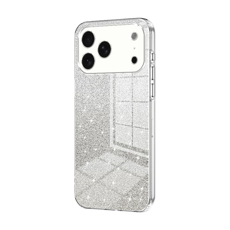 Custodia per iPhone 17 Pro con polvere glitter elettroplaccata effetto gradiente (Trasparente) - Immagine 1