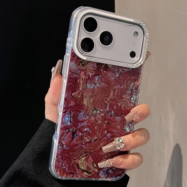 For iPhone 17 Pro Ink Rhythm Colorful Shell Pattern TPU Hybrid IMD Phone Case(Wine Red) - Immagine 1