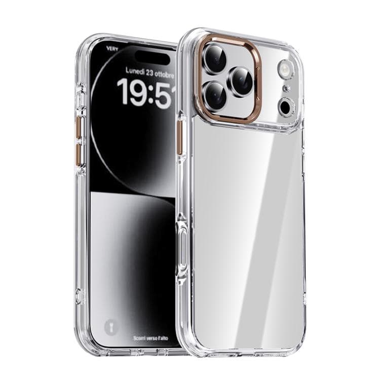 For iPhone 17 Pro iPAKY Mingxing Series Shockproof PC+TPU Phone Case(Transparent + Desert Gold) - Immagine 1