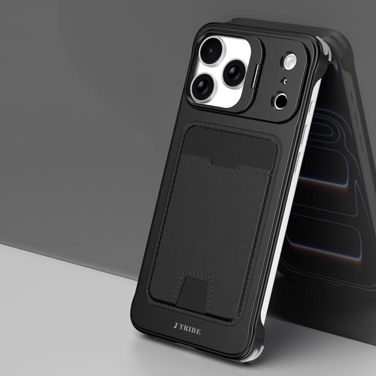 For iPhone 17 Pro J TRIBE Metal Frameless Card Slot Lens Holder Phone Case(Black) - Immagine 1
