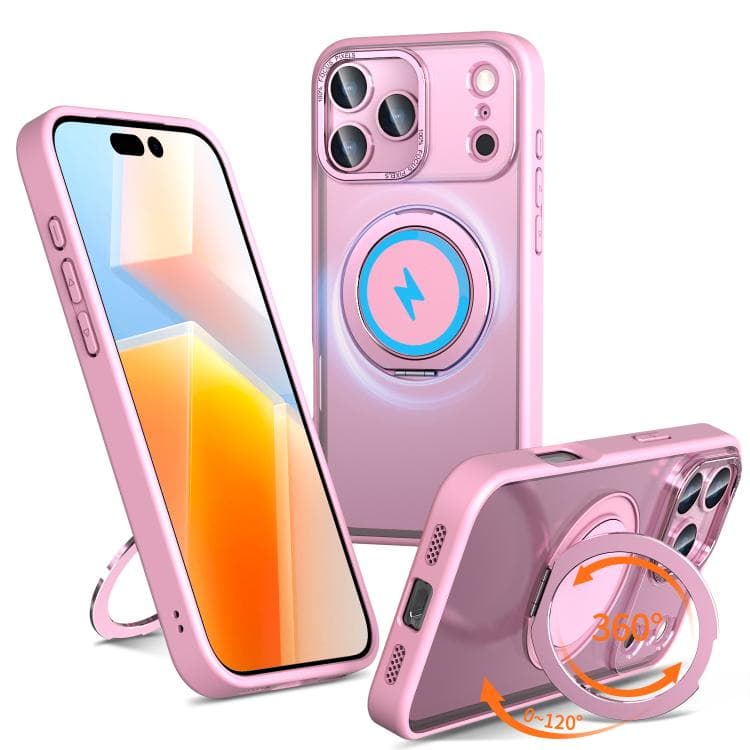For iPhone 17 Pro Kalebol 360-degree Rotating MagSafe Magnetic Holder Phone Case(Pink) - Immagine 1