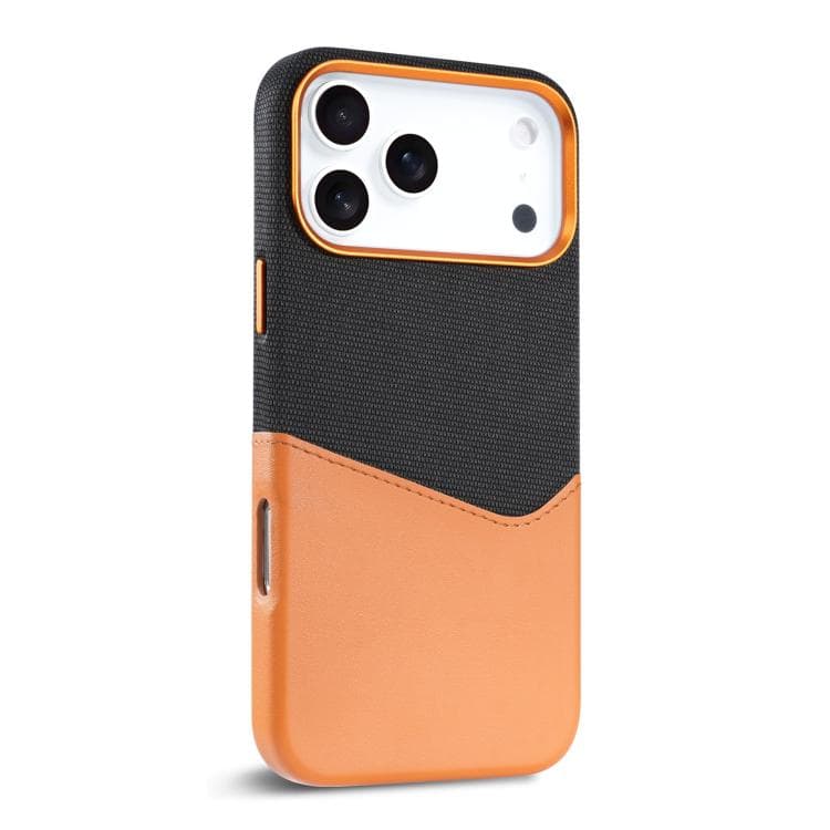 For iPhone 17 Pro Kalebol Cloth Textue Stitching Card Slot Magnetic Phone Case(Brown) - Immagine 1