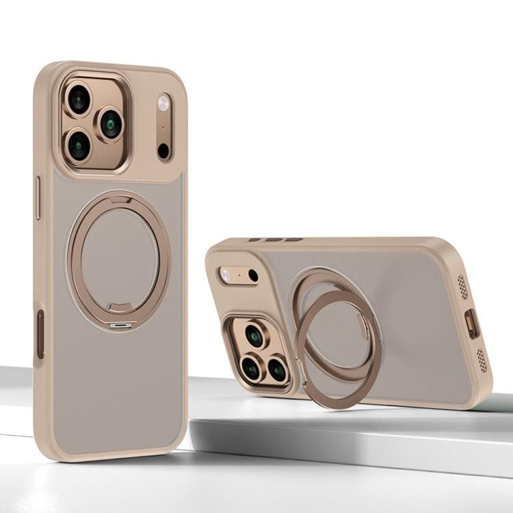 For iPhone 17 Pro Kalebol Rotating Magnetic Holder MagSafe Phone Case(Desert Gold) - Immagine 1