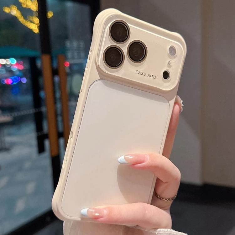 For iPhone 17 Pro Large Window Four-Corner Airbag Gradient Phone Case with Lens Film(White) - Immagine 1