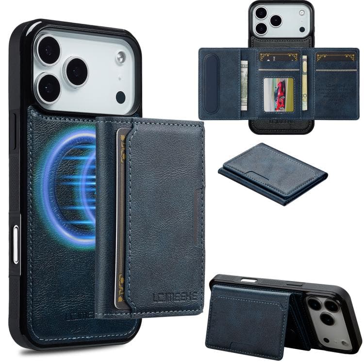 For iPhone 17 Pro LC.IMEEKE L5 Series Detachable RFID Card Bag Magsafe Phone Case(Blue) - Immagine 1