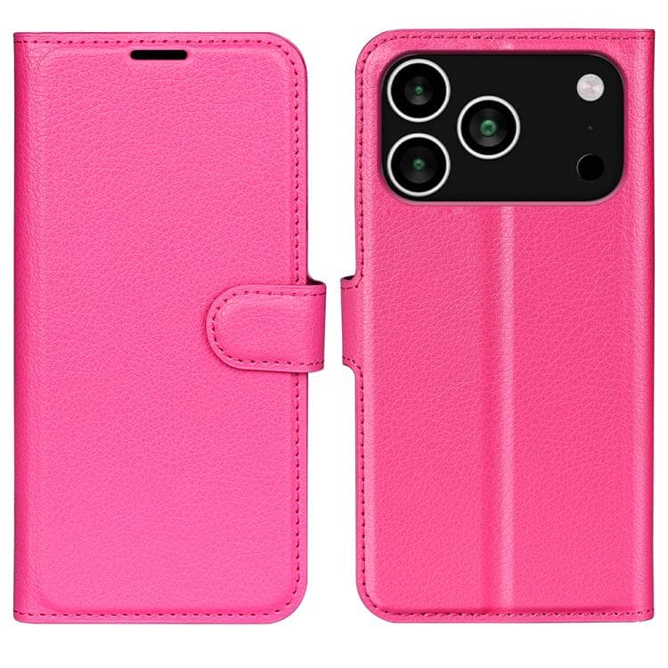 For iPhone 17 Pro Litchi Texture Horizontal Flip Leather Phone Case with Holder(Rose Red) - Immagine 1