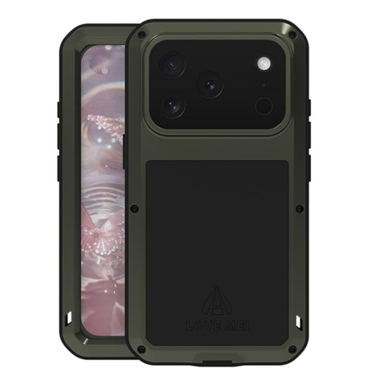 Per iPhone 17 Pro LOVE MEI Custodia Metallica Antiurto Impermeabile e Antipolvere (Verde Militare) - Immagine 1