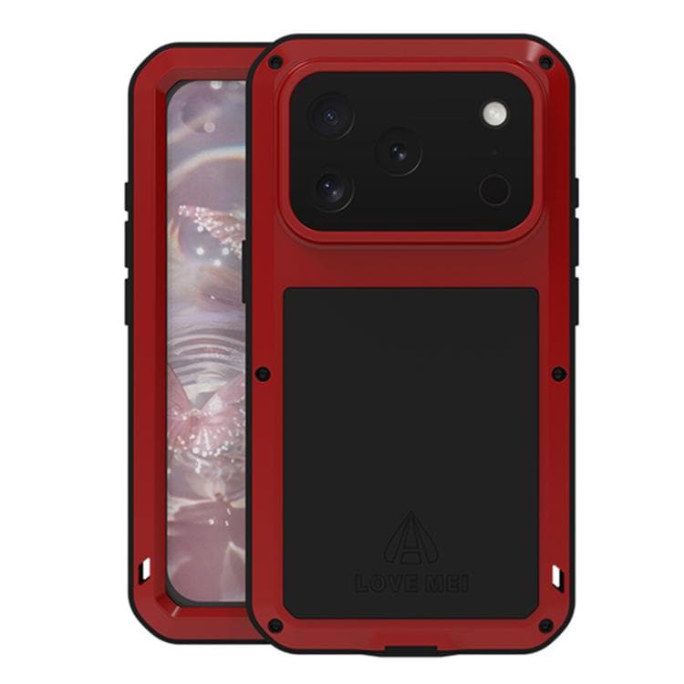 Per iPhone 17 Pro LOVE MEI Custodia Metallica Antiurto Impermeabile Antipolvere (Rosso) - Immagine 1