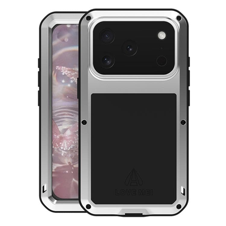 Per iPhone 17 Pro LOVE MEI Custodia Metallica Antiurto Impermeabile Antipolvere (Argento) - Immagine 1