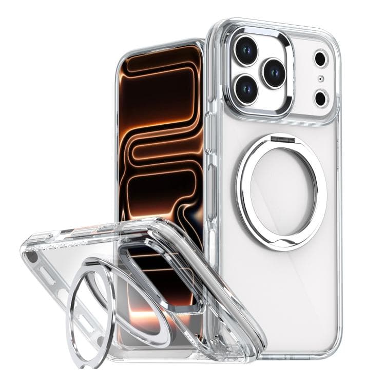 For iPhone 17 Pro Magnetic 360 Degree Rotating Holder Phone Case(White) - Immagine 1