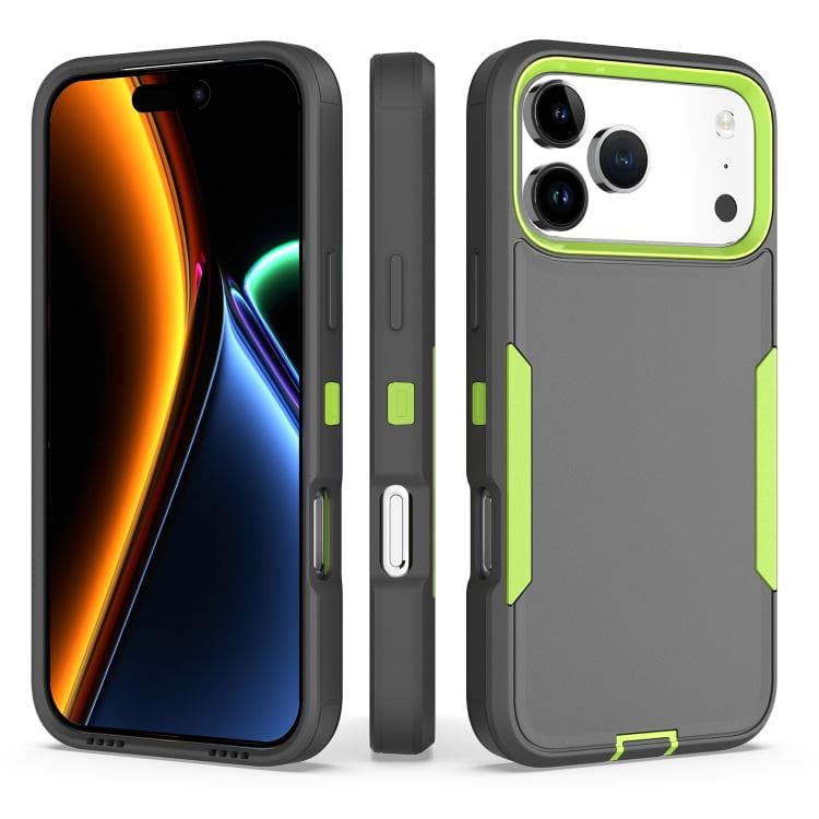 For iPhone 17 Pro Max 2 in 1 PC Hybrid TPU Phone Case(Gray+Fluorescent Green) - Immagine 1