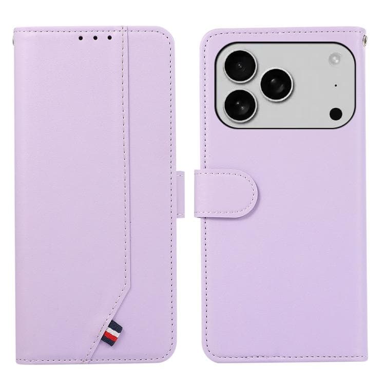For iPhone 17 Pro Max ABEEL Delicate Texture Splicing RFID Leather Phone Case(Purple) - Immagine 1