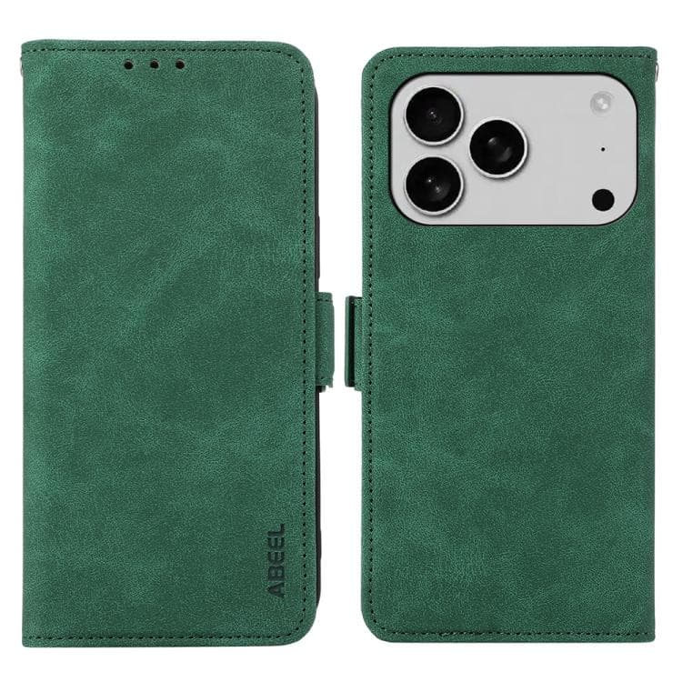 For iPhone 17 Pro Max ABEEL Frosted Magnetic RFID Leather Phone Case(Green) - Immagine 1