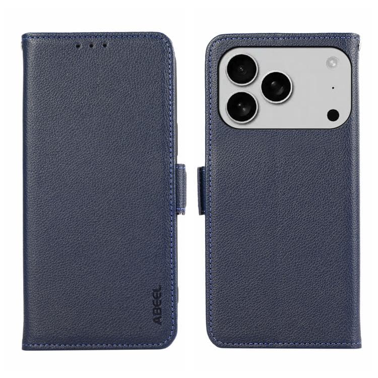 For iPhone 17 Pro Max ABEEL Side-Magnetic Litchi Pattern Leather RFID Phone Case(Blue) - Immagine 1